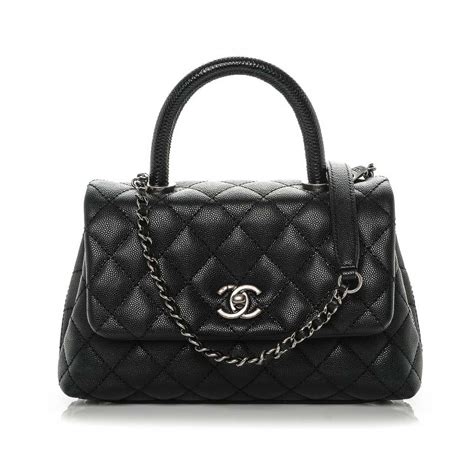 chanel mini top handle caviar|Flap Bags .